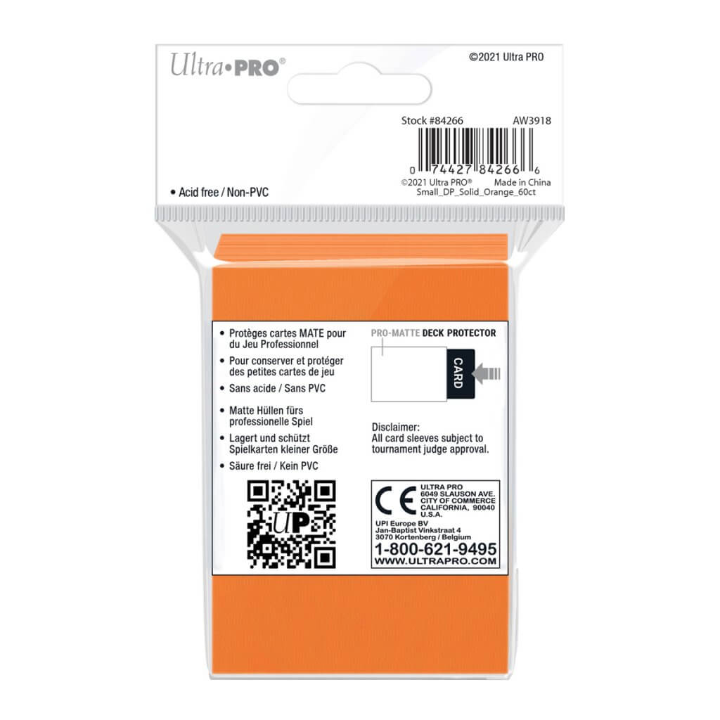 ULTRA PRO - SMALL PRO - Matte - Deck Protector Sleeves Orange - Image 2