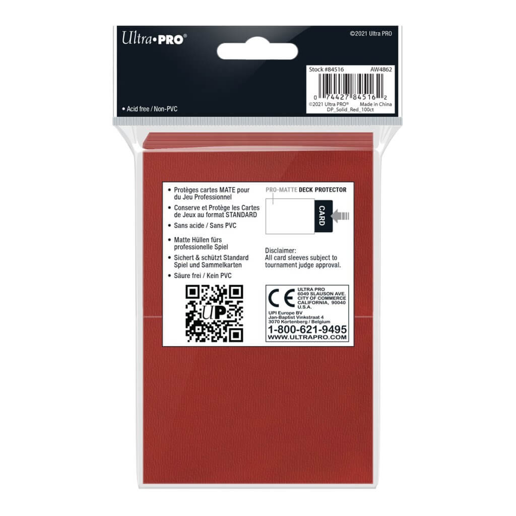 ULTRA PRO - Non-Glare - Pro Matte Standard Deck Protector - Red 100 ct - Image 3