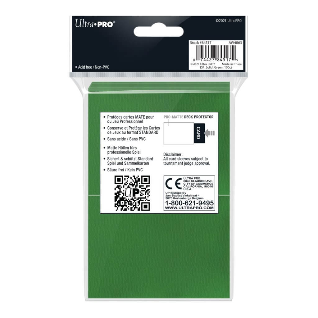 ULTRA PRO - Non-Glare - Pro Matte Standard Deck Protector - Green 100 ct - Image 3
