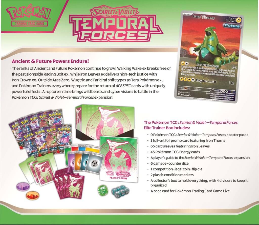 POKÉMON TCG Scarlet & Violet 5 Temporal Forces Elite Trainer Box ETB (CASE of 10) - Image 5