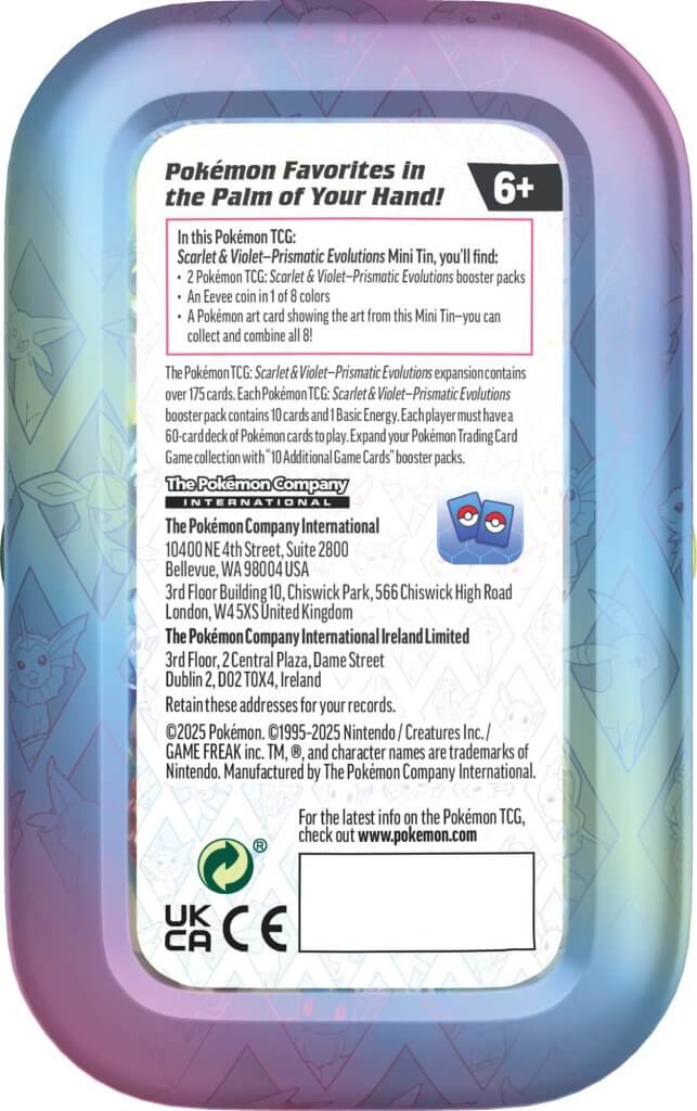 POKÉMON TCG Scarlet & Violet 8.5 Prismatic Evolutions Mini Tin - Image 5