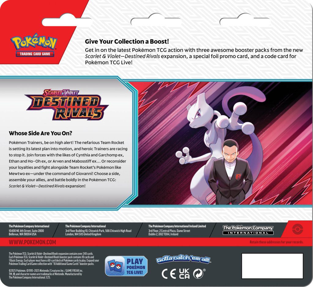 Pokemon TCG Scarlet & Violet Destined Rivals Three booster blister - Image 3