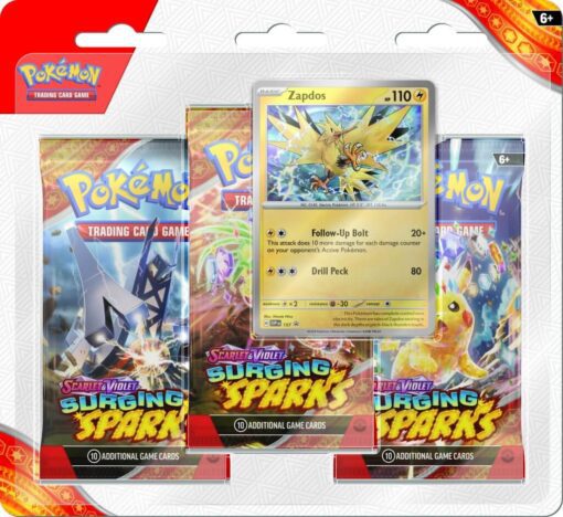 POKÉMON TCG Scarlet & Violet 8 Surging Sparks Three Booster Blister - Image 2