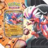 Pokémon TCG: Slashing Legends Tin Two powerful Legendary Pokémon, each one ready to tear through the opposition in your next Pokémon TCG match! Will you save the day with Zacian ex, or perhaps you’d like to take Koraidon ex for a spin? Regardless of your choice, you’ll find lots of support in the 5 included booster packs. The Pokémon TCG: Slashing Legends Tin includes: • 1 foil promo card featuring Zacian ex or Koraidon ex • 5 Pokémon TCG booster packs • A code card for Pokémon TCG Live